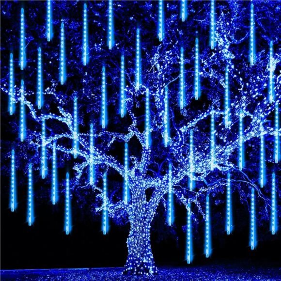 864 LED 12" 24 Tubes Waterproof Christmas Lights Snow Falling Rain Icicle - Picture 1 of 7